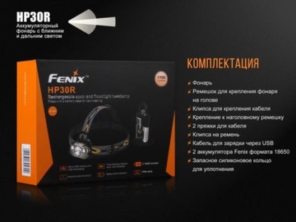 Фонарь светодиодный налобный Fenix HP30R черный